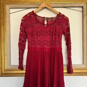 Altar'd State Lacy Maroon Dress